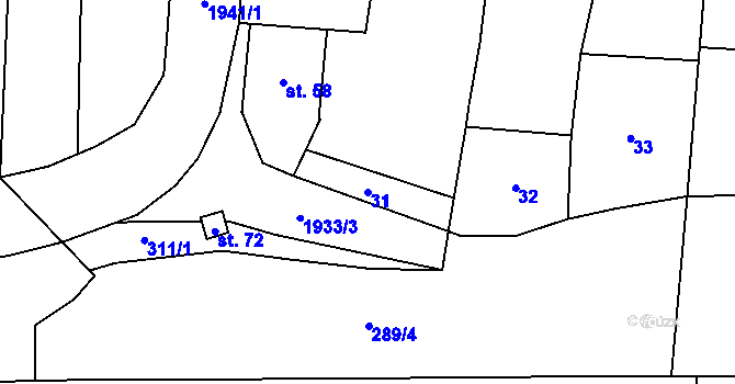 Parcela st. 31 v KÚ Částkov u Tachova, Katastrální mapa