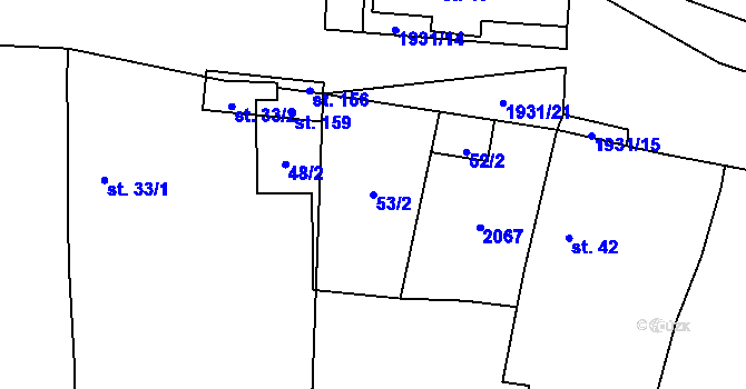 Parcela st. 53/2 v KÚ Částkov u Tachova, Katastrální mapa