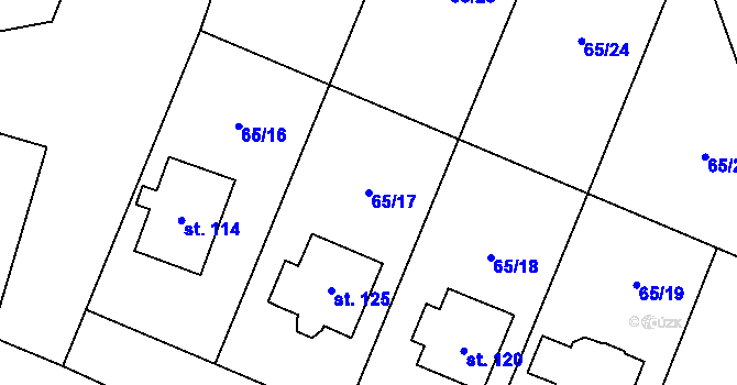 Parcela st. 65/17 v KÚ Částkov u Tachova, Katastrální mapa