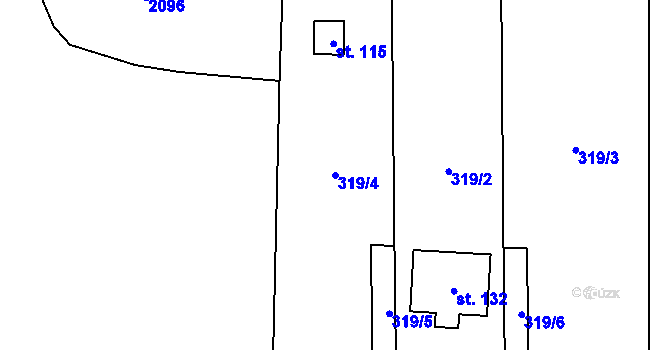 Parcela st. 319/4 v KÚ Částkov u Tachova, Katastrální mapa