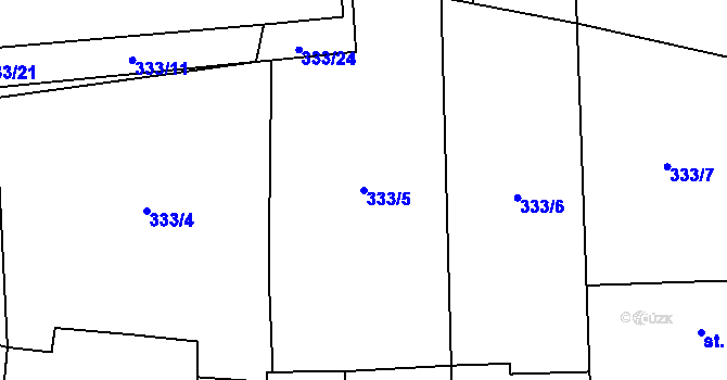 Parcela st. 333/5 v KÚ Částkov u Tachova, Katastrální mapa