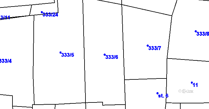 Parcela st. 333/6 v KÚ Částkov u Tachova, Katastrální mapa