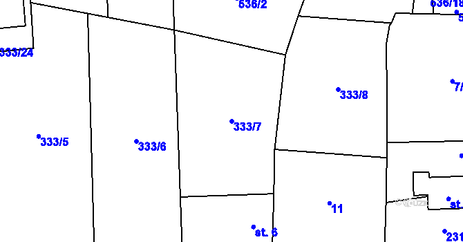 Parcela st. 333/7 v KÚ Částkov u Tachova, Katastrální mapa