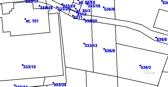 Parcela st. 333/13 v KÚ Částkov u Tachova, Katastrální mapa