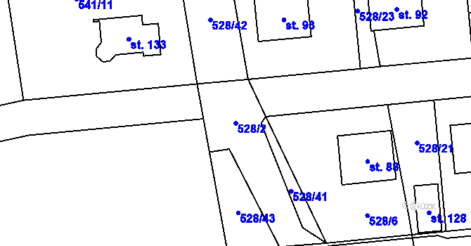 Parcela st. 528/2 v KÚ Částkov u Tachova, Katastrální mapa