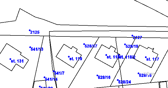 Parcela st. 528/17 v KÚ Částkov u Tachova, Katastrální mapa