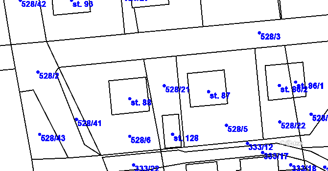 Parcela st. 528/21 v KÚ Částkov u Tachova, Katastrální mapa
