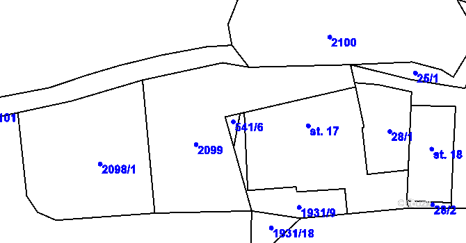 Parcela st. 541/6 v KÚ Částkov u Tachova, Katastrální mapa