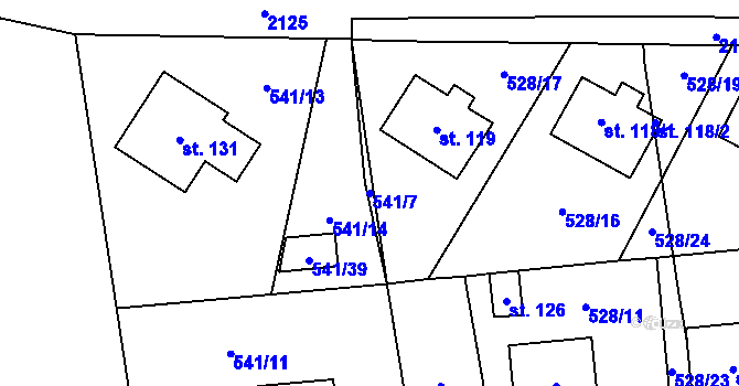 Parcela st. 541/7 v KÚ Částkov u Tachova, Katastrální mapa