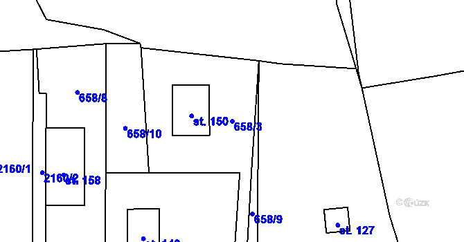 Parcela st. 658/3 v KÚ Částkov u Tachova, Katastrální mapa