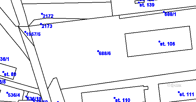 Parcela st. 688/6 v KÚ Částkov u Tachova, Katastrální mapa