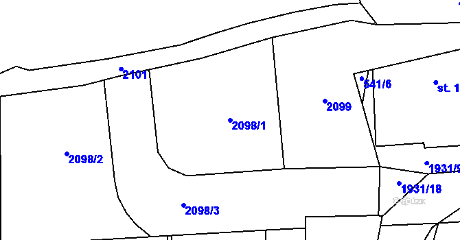 Parcela st. 2098/1 v KÚ Částkov u Tachova, Katastrální mapa