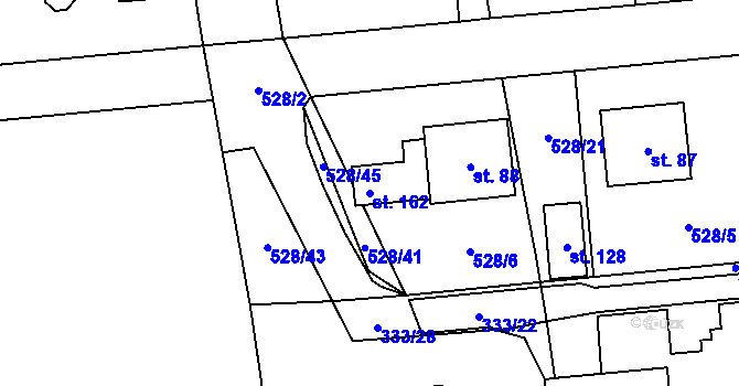 Parcela st. 162 v KÚ Částkov u Tachova, Katastrální mapa