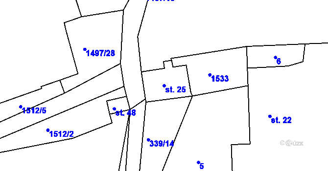 Parcela st. 25 v KÚ Maršovy Chody, Katastrální mapa
