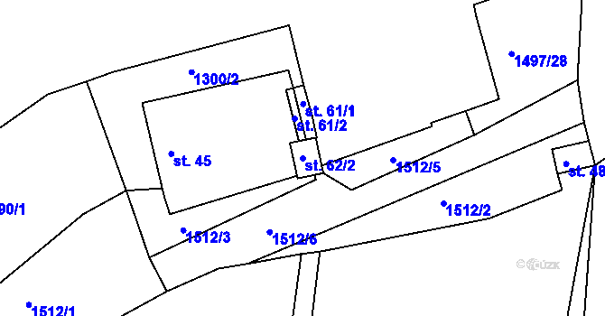 Parcela st. 62/2 v KÚ Maršovy Chody, Katastrální mapa