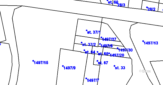 Parcela st. 37/2 v KÚ Maršovy Chody, Katastrální mapa