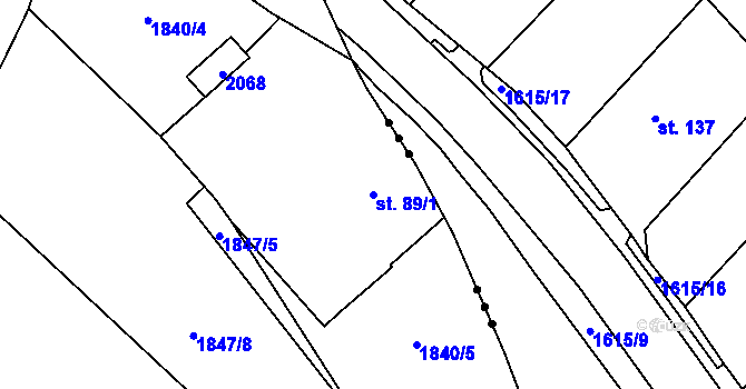 Parcela st. 89/1 v KÚ Pernolec, Katastrální mapa