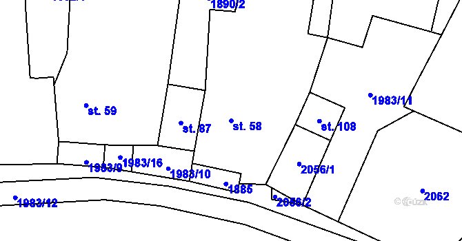 Parcela st. 58 v KÚ Pernolec, Katastrální mapa