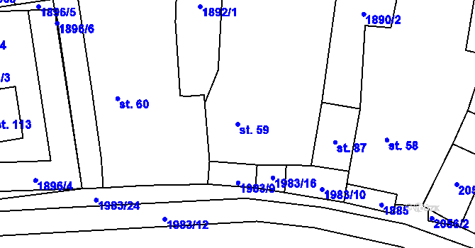 Parcela st. 59 v KÚ Pernolec, Katastrální mapa