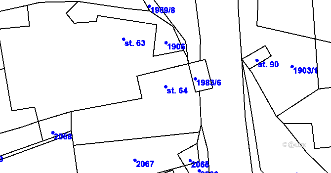 Parcela st. 64 v KÚ Pernolec, Katastrální mapa