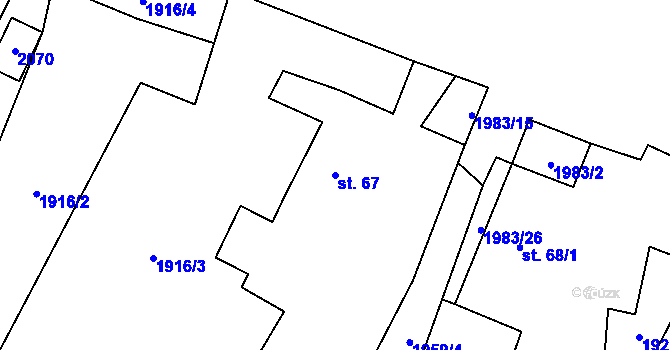 Parcela st. 67 v KÚ Pernolec, Katastrální mapa