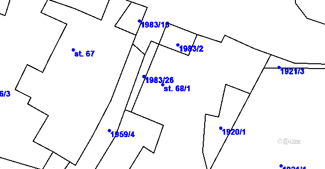 Parcela st. 68/1 v KÚ Pernolec, Katastrální mapa