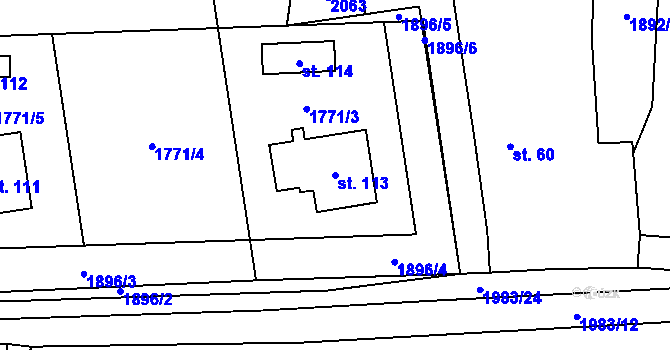 Parcela st. 113 v KÚ Pernolec, Katastrální mapa