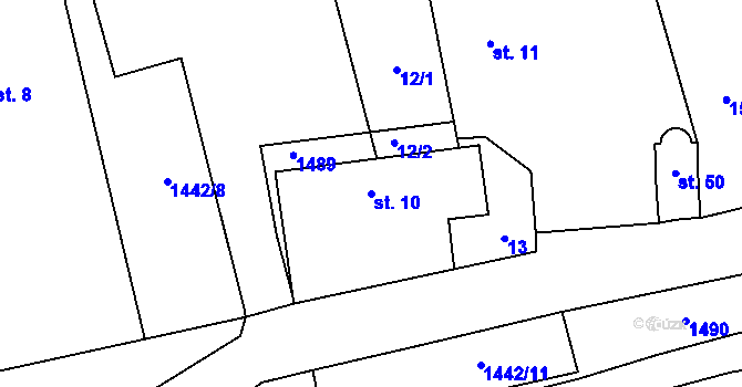 Parcela st. 10 v KÚ Velký Rapotín, Katastrální mapa