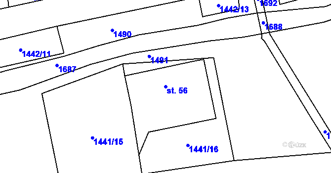 Parcela st. 56 v KÚ Velký Rapotín, Katastrální mapa