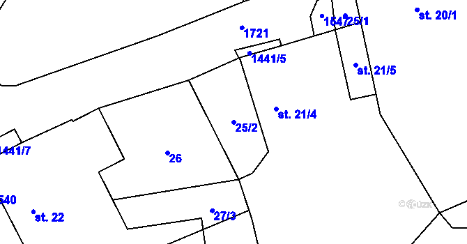 Parcela st. 25/2 v KÚ Velký Rapotín, Katastrální mapa