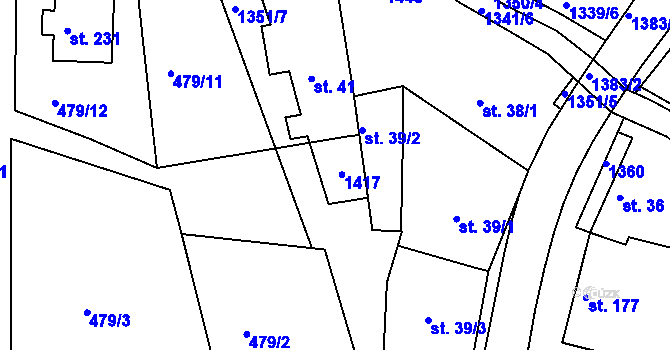 Parcela st. 40 v KÚ Částkov, Katastrální mapa