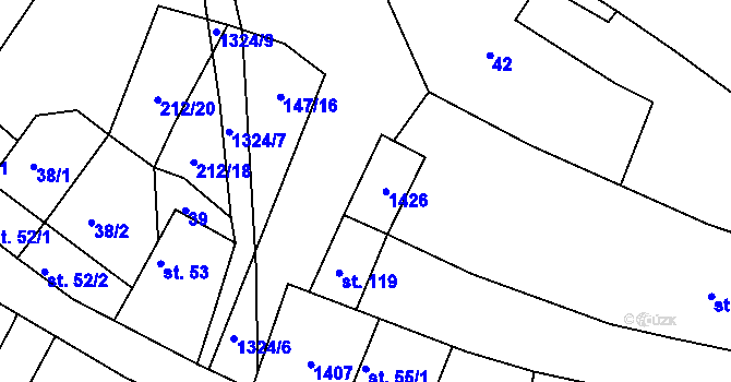 Parcela st. 56/2 v KÚ Částkov, Katastrální mapa