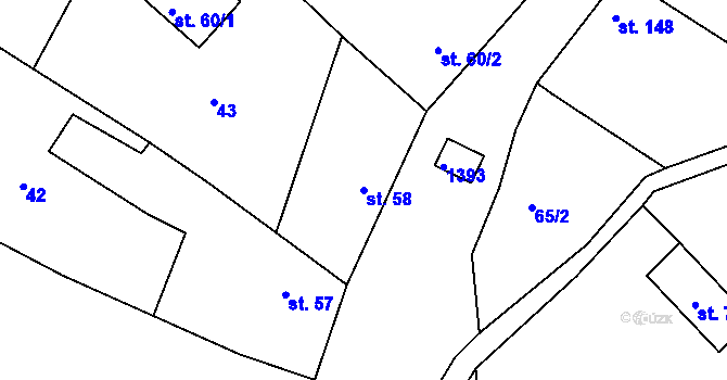 Parcela st. 58 v KÚ Částkov, Katastrální mapa