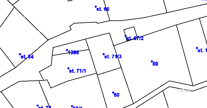 Parcela st. 71/3 v KÚ Částkov, Katastrální mapa