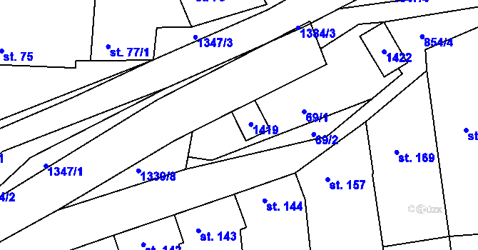 Parcela st. 77/2 v KÚ Částkov, Katastrální mapa