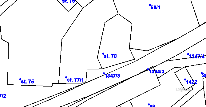 Parcela st. 78 v KÚ Částkov, Katastrální mapa