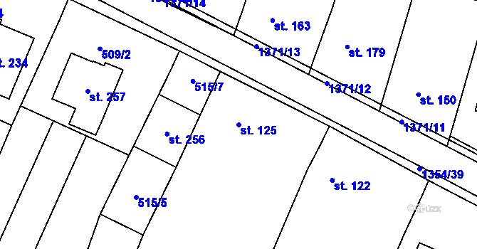 Parcela st. 125 v KÚ Částkov, Katastrální mapa