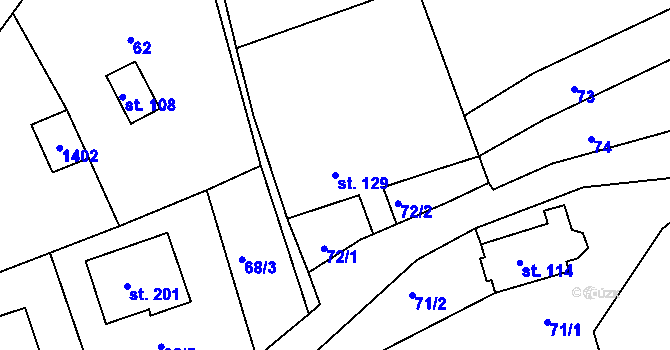 Parcela st. 129 v KÚ Částkov, Katastrální mapa