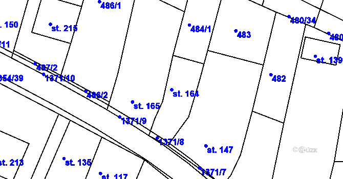 Parcela st. 164 v KÚ Částkov, Katastrální mapa