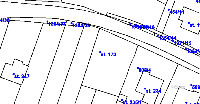 Parcela st. 173 v KÚ Částkov, Katastrální mapa