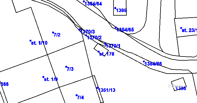 Parcela st. 178 v KÚ Částkov, Katastrální mapa