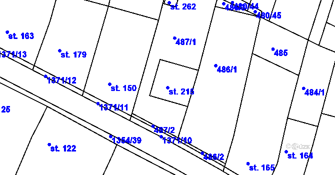 Parcela st. 215 v KÚ Částkov, Katastrální mapa