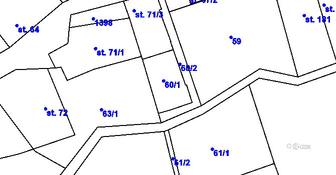 Parcela st. 60 v KÚ Částkov, Katastrální mapa