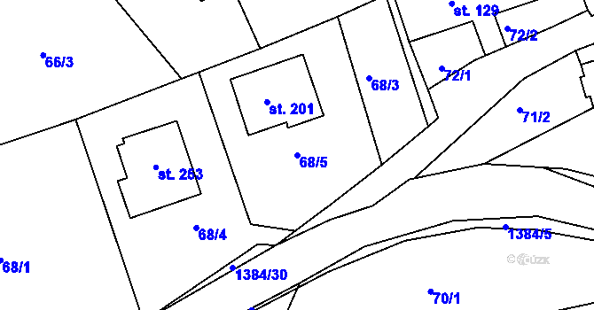 Parcela st. 68/5 v KÚ Částkov, Katastrální mapa