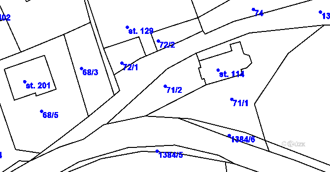Parcela st. 71/2 v KÚ Částkov, Katastrální mapa
