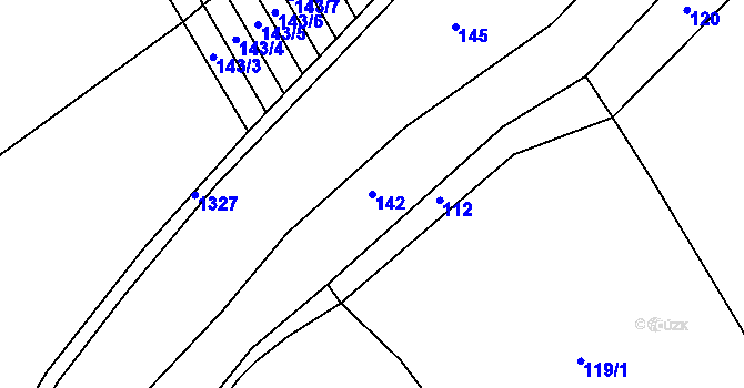 Parcela st. 142 v KÚ Částkov, Katastrální mapa