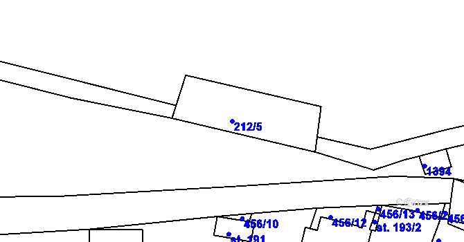 Parcela st. 212/5 v KÚ Částkov, Katastrální mapa