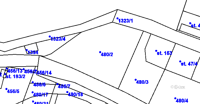 Parcela st. 480/2 v KÚ Částkov, Katastrální mapa