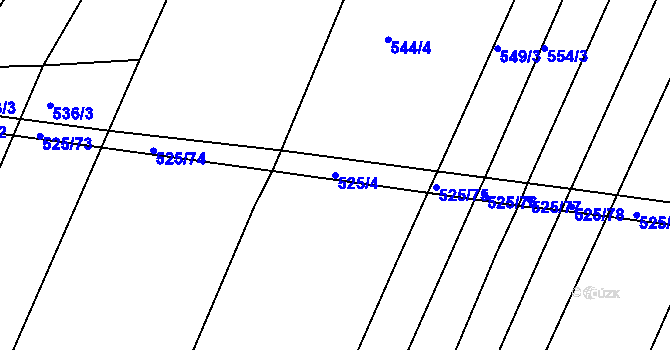 Parcela st. 525/4 v KÚ Částkov, Katastrální mapa