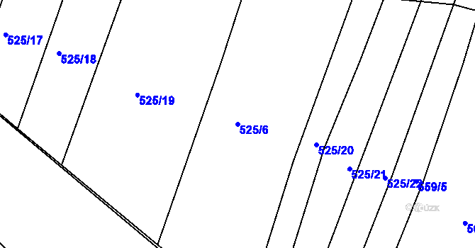 Parcela st. 525/6 v KÚ Částkov, Katastrální mapa